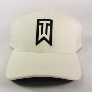 Nike Mens S/M 'TW' Tiger Woods Classic99 Fitted Golf Hat-White Stretch